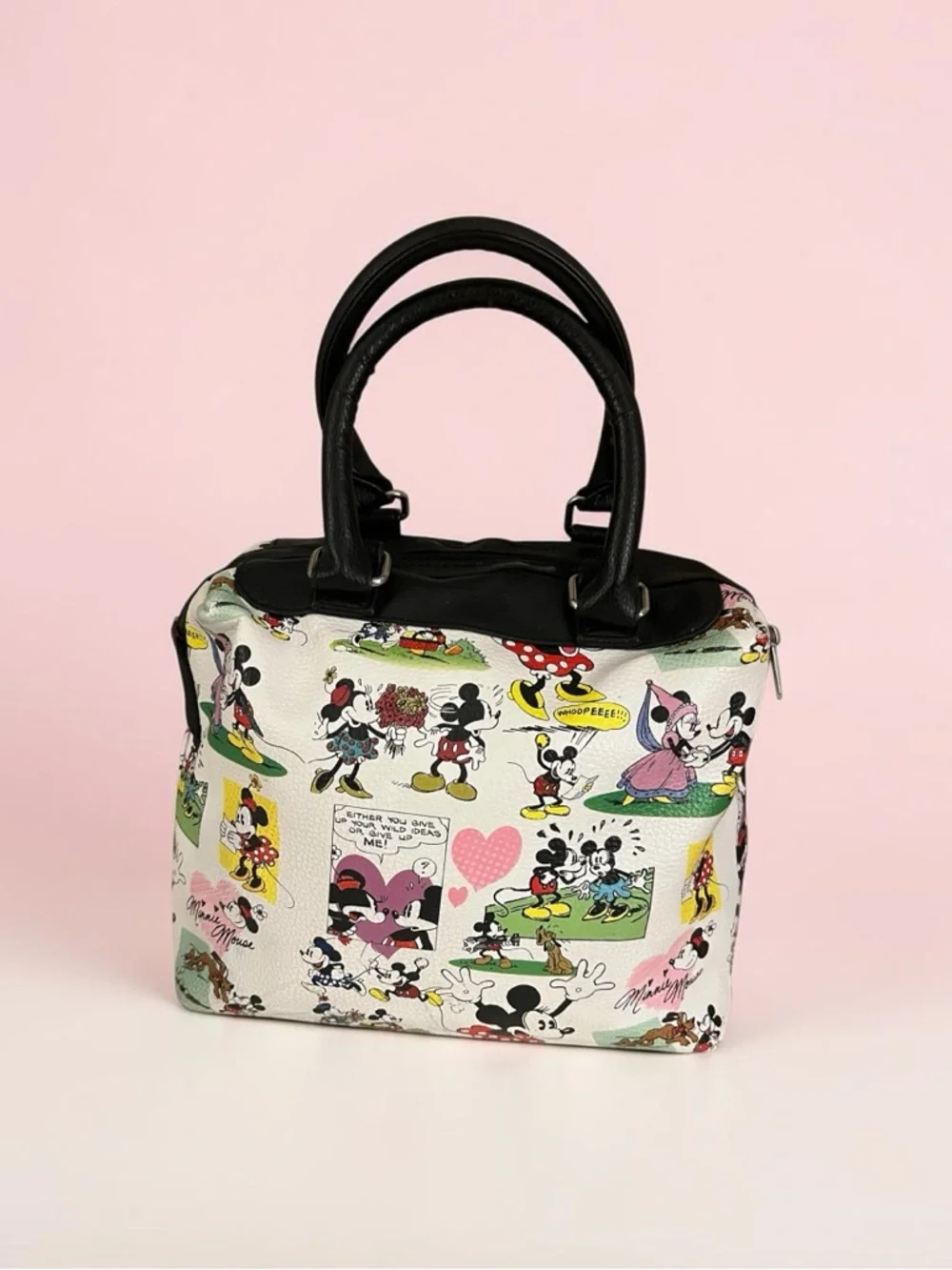 Disney Parks Mickey and Minnie Comic Print Satchel Handbag - NWOT - Picture 2 of 7